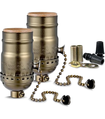B&P Lamp® Porcelain Pull-Chain Socket Interior, Antique Brass